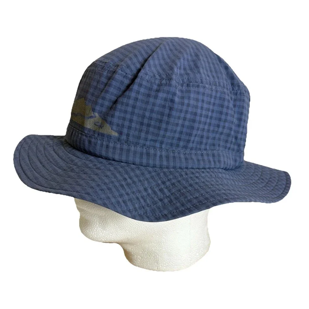 Outdoor Research Kids Sun Hat Nylon Blue Gray Gingham Size Youth Large 6-12Y